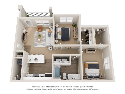 Floor plan for 2 beds, 1 bath, 900 sqft